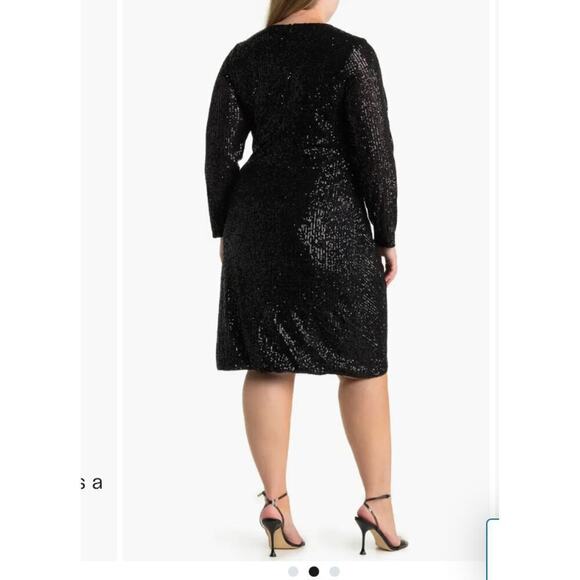 NWT Love by Design Frances Sequin Side Ruched Wrap Mini Dress Size 3X - Picture 2 of 7